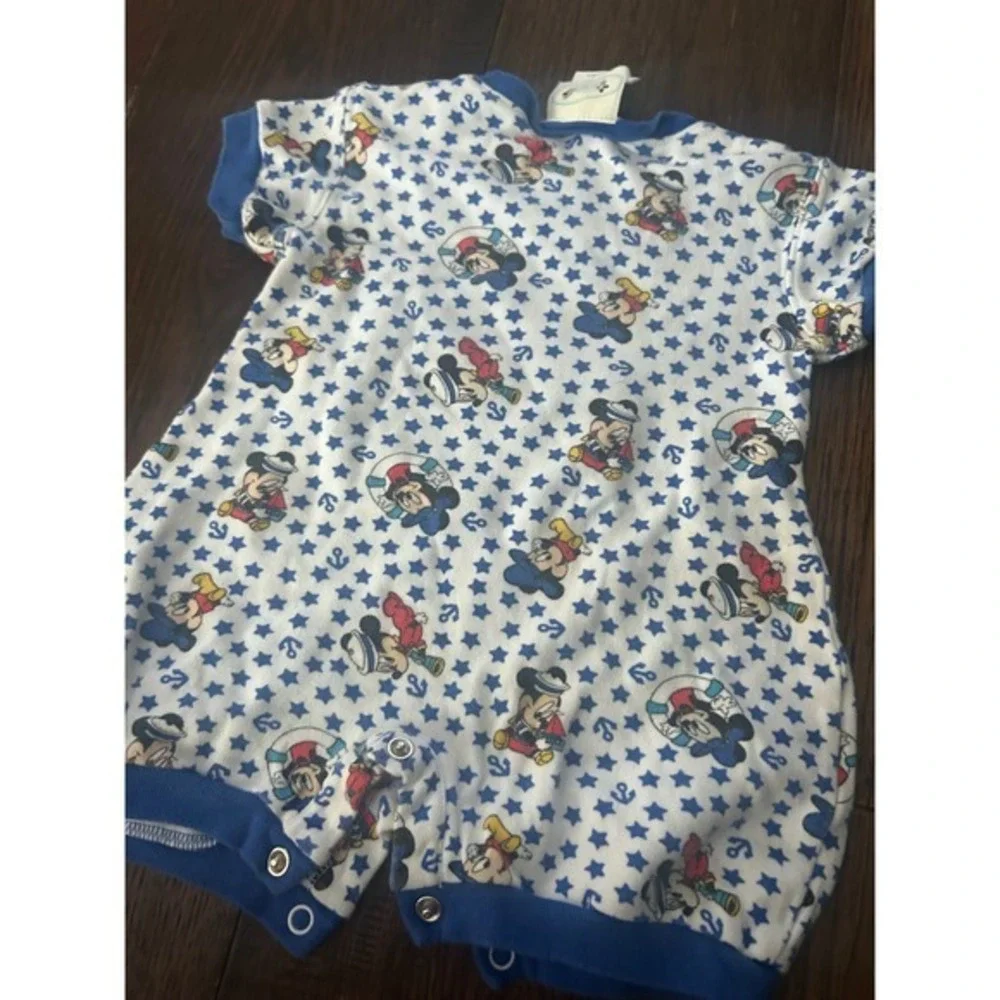 Vintage Disney baby romper 12M nautical cruise sailor front pocket